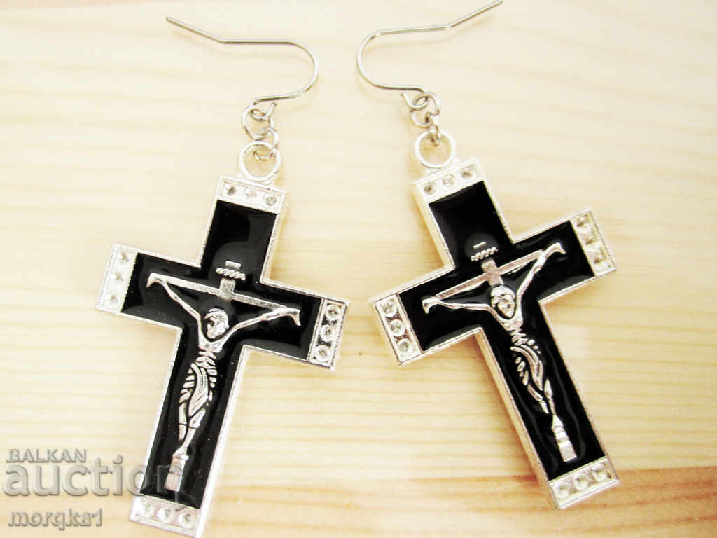 Earrings, earrings, cross, cross, crucifixion black enamel hypoallergenic with price 8.00 BGN | € 4.09 Earrings, earrings, cross, cross, crucifixion black enamel hypoallergenic with price 8.00 BGN | € 4.09