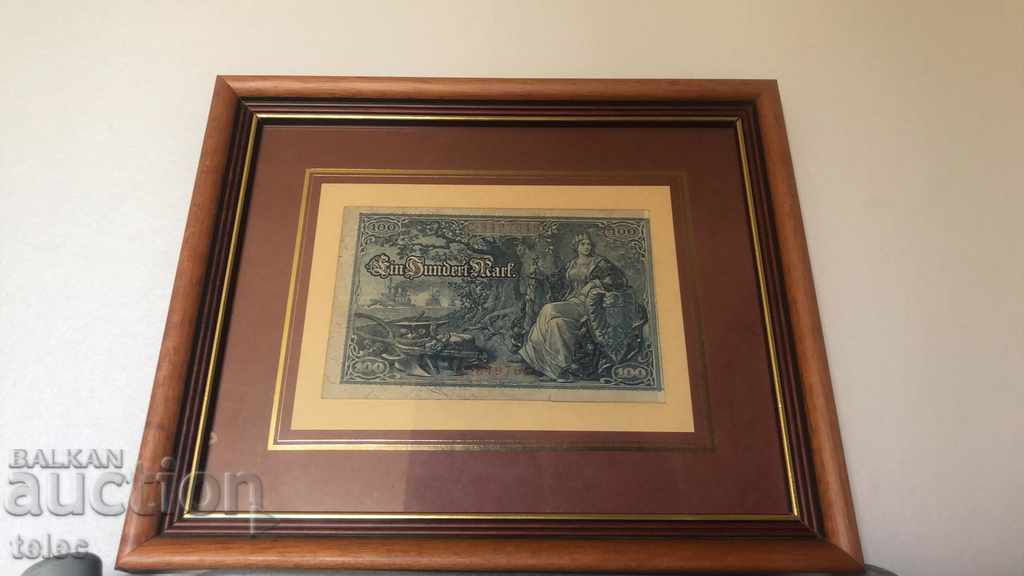 100 German Marks 1910 in a frame