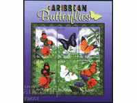 Καθαρά σημάδια σε ένα μικρό φύλλο Fauna Butterflies 2001 από το St. Kitts