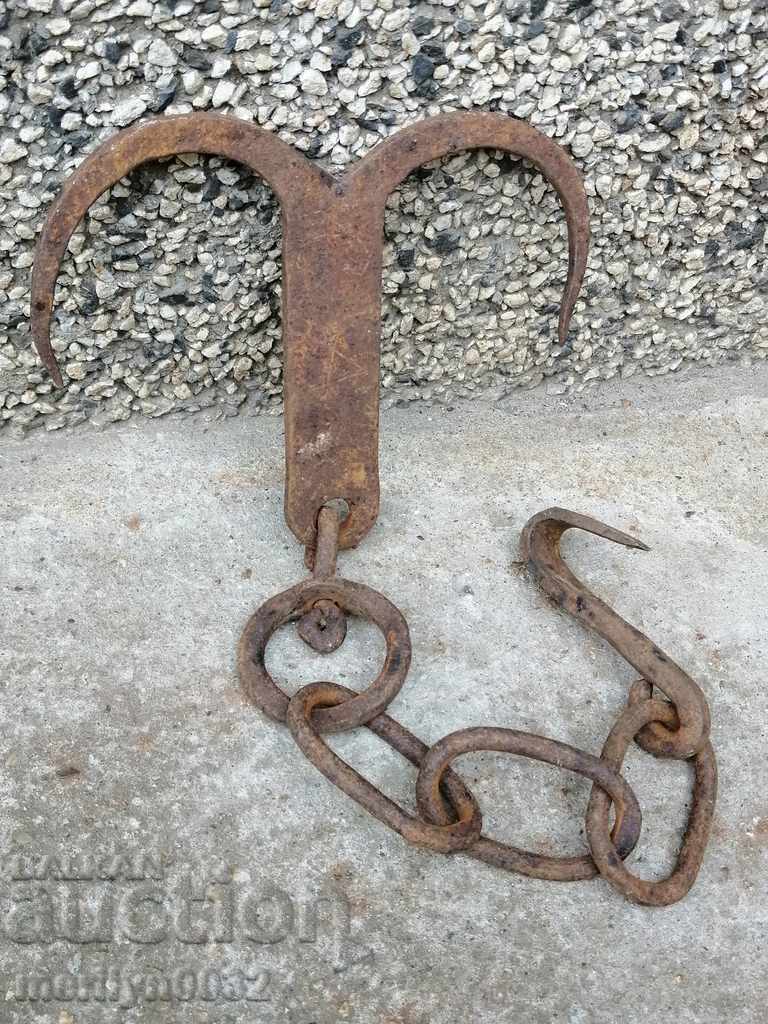 An old forged scraping hook, double twin with price 39.00 BGN | € 19.94 An old forged scraping hook, double twin with price 39.00 BGN | € 19.94