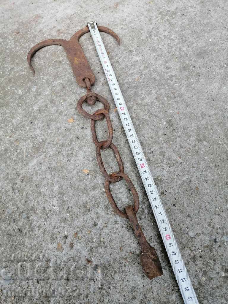 An old forged scraping hook, double twin - 5 An old forged scraping hook, double twin - 5