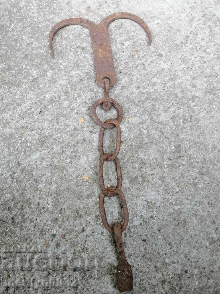 An old forged scraping hook, double twin - 6 An old forged scraping hook, double twin - 6