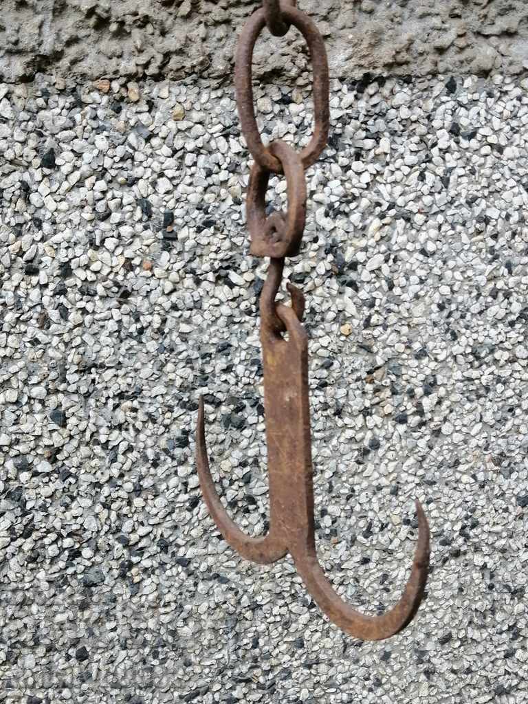 An old forged scraping hook, double twin - 7 An old forged scraping hook, double twin - 7