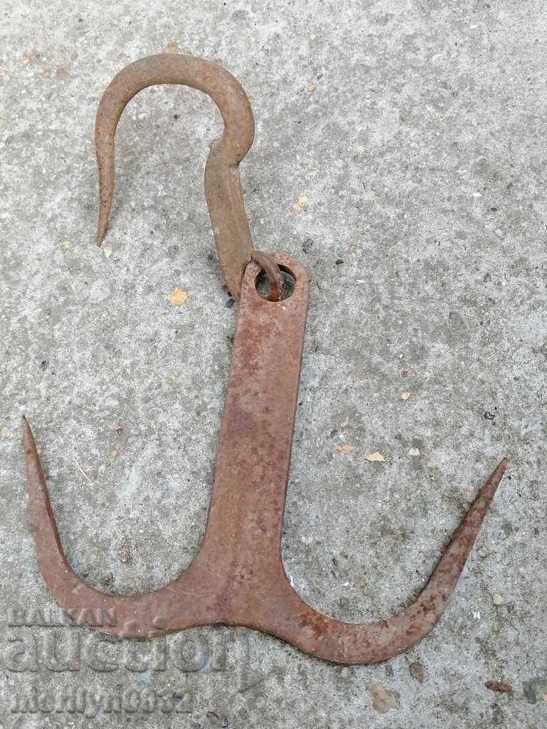 cârlig antic forjate pentru jupuirea cârlig dublu - 7