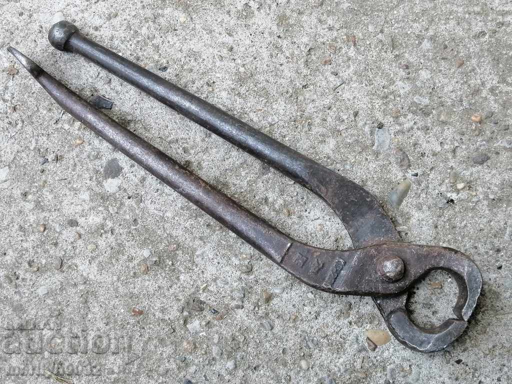 Clește vechi, fier forjat, clește tip patent - 5
