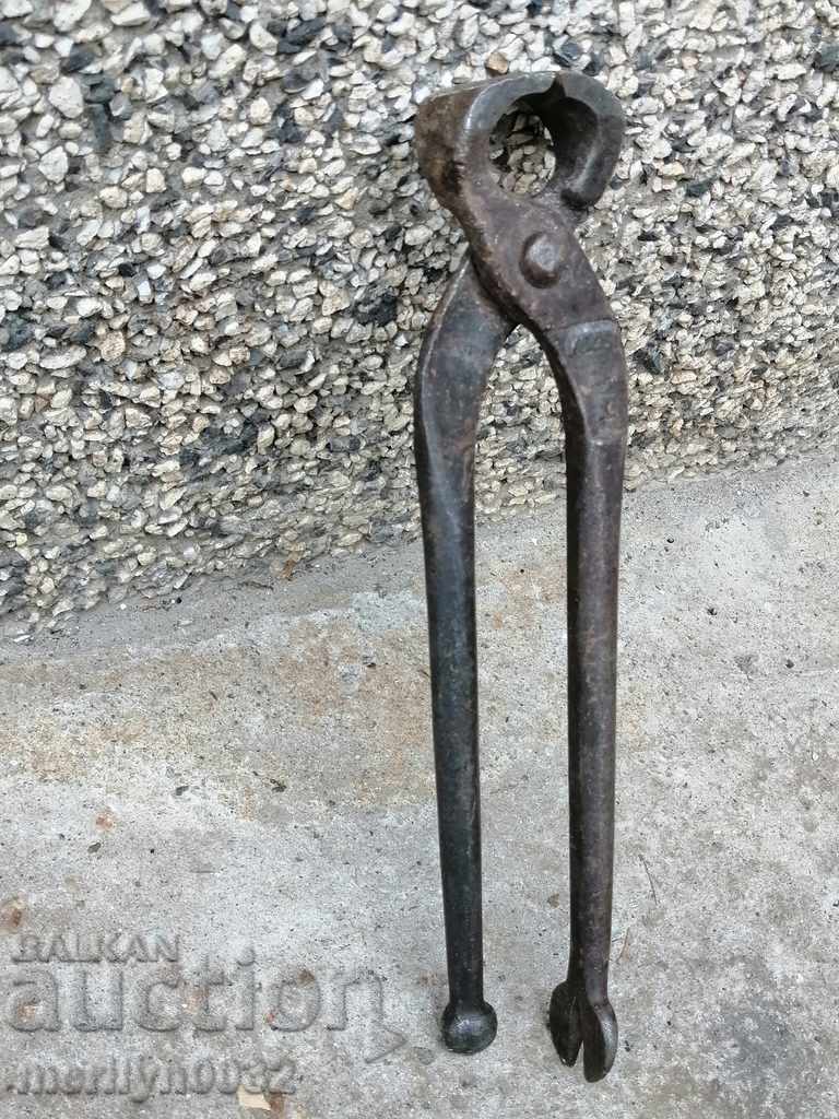 Clește vechi, fier forjat, clește tip patent