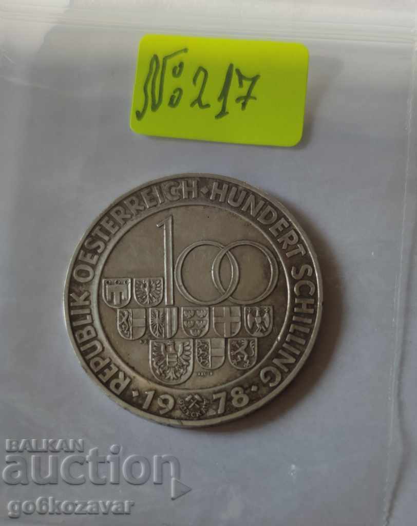 Auction  Austria 100 shillings 1978 Silver.