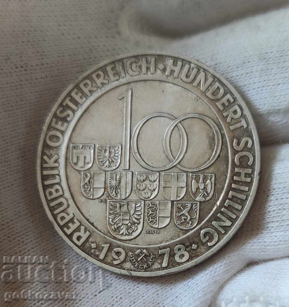 Austria 100 de șilingi 1978 Argint.