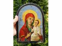 Българска икона Дева Мария и Исус Христос 19в с документ