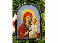 Bulgarian icon Virgin Mary and Jesus Christ 19th century with document