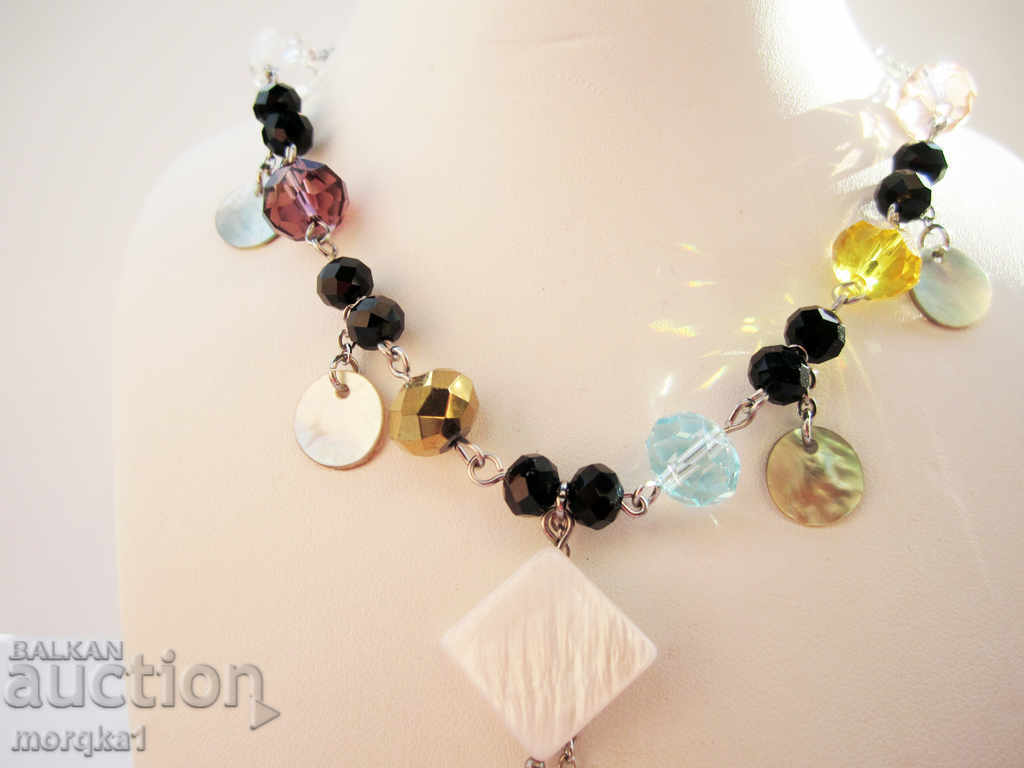 Necklace, medical steel necklace with faceted crystals with price 17.00 BGN | € 8.69