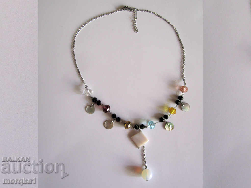 Auction  Necklace, medical steel necklace with faceted crystals