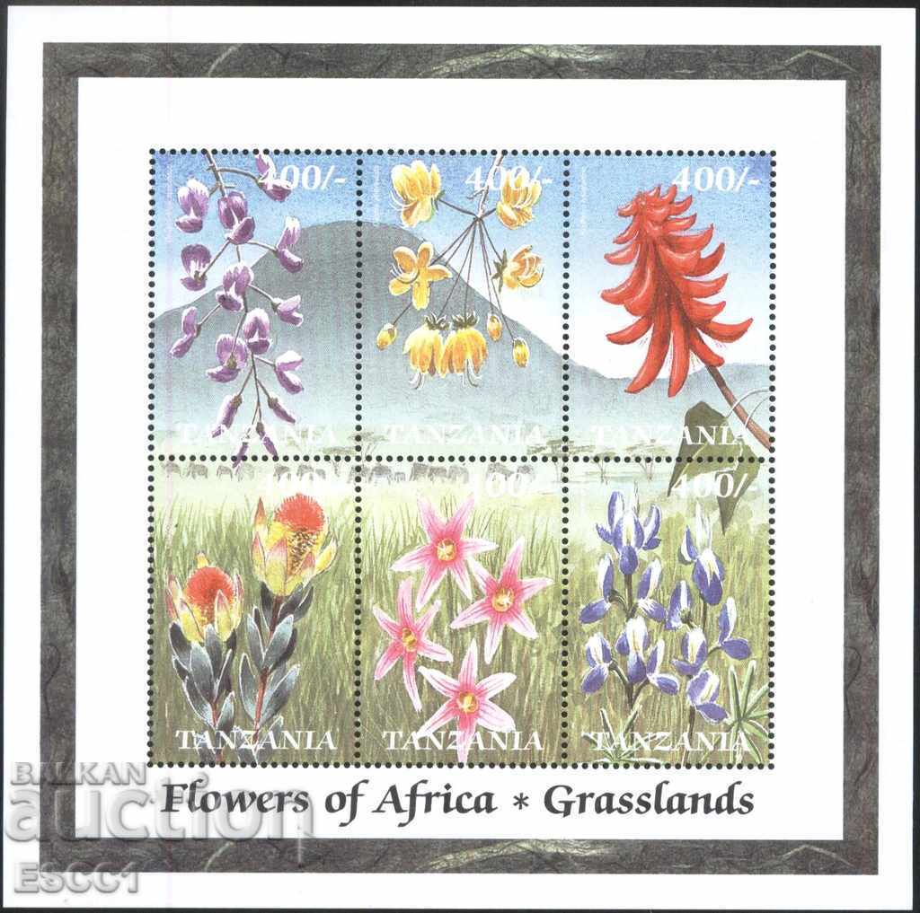 Pure Marks σε ένα μικρό φύλλο λουλουδιών Λουλούδια 1999 από την Τανζανία