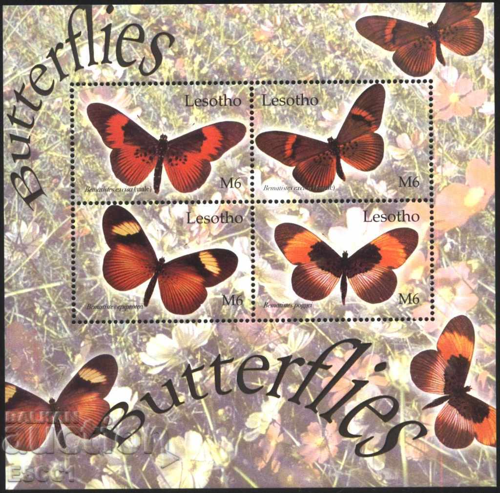 Чисти марки в малък лист Фауна Насекоми Пеперуди 2004 Лесото