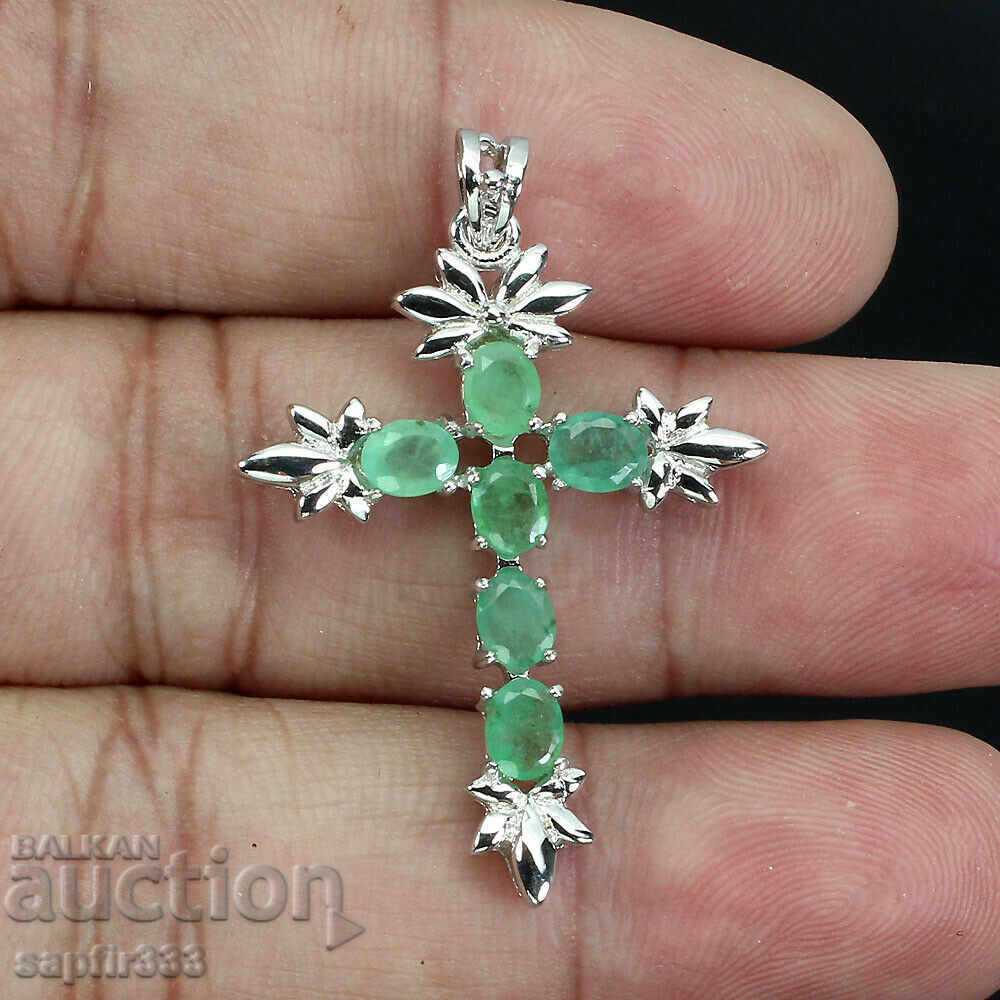 NATURAL EMERALDS CROSS MEDALLION with price 393.00 BGN | € 200.94 NATURAL EMERALDS CROSS MEDALLION with price 393.00 BGN | € 200.94