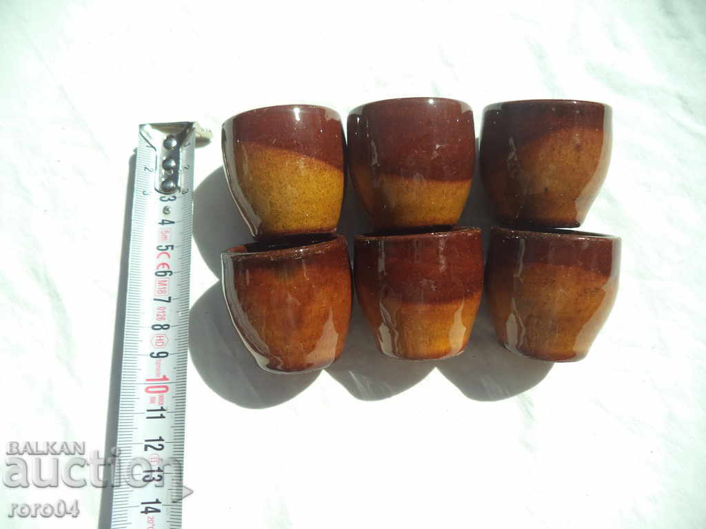 CERAMIC GLASSES FOR BRANDY FROM SOC. PERIOD - 5 CERAMIC GLASSES FOR BRANDY FROM SOC. PERIOD - 5