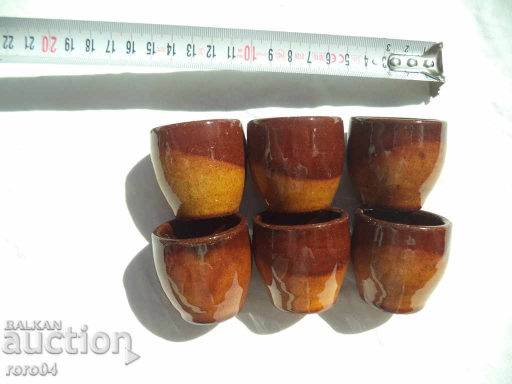 CERAMIC GLASSES FOR BRANDY FROM SOC. PERIOD - 6 CERAMIC GLASSES FOR BRANDY FROM SOC. PERIOD - 6