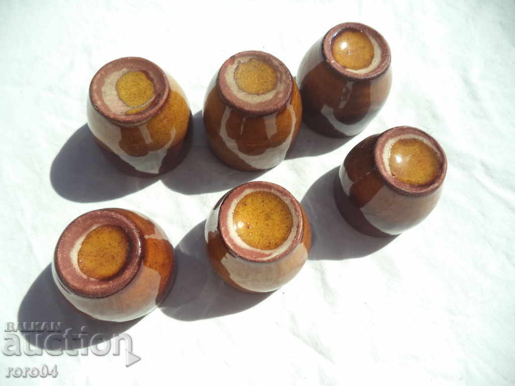 CERAMIC GLASSES FOR BRANDY FROM SOC. PERIOD - 7 CERAMIC GLASSES FOR BRANDY FROM SOC. PERIOD - 7