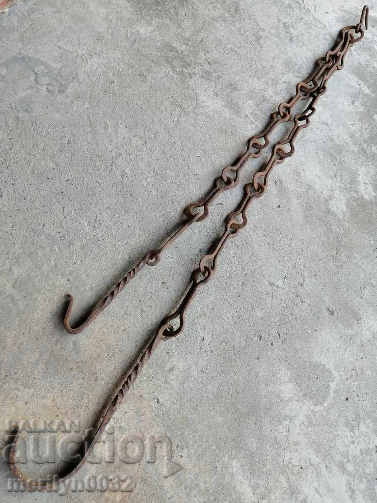 Old forged chain with hook, hearth for hearth chain hook with price 47.00 BGN | € 24.03 Old forged chain with hook, hearth for hearth chain hook with price 47.00 BGN | € 24.03