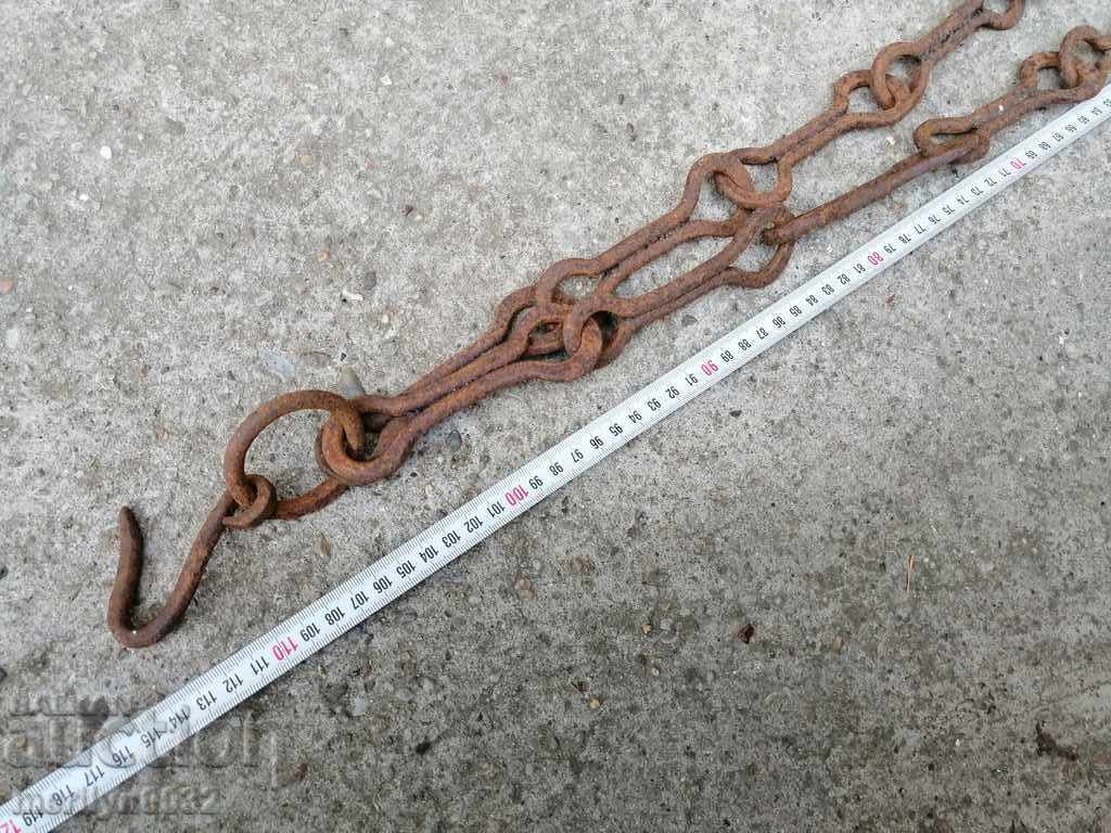 Delivery of Old forged chain with hook, hearth for hearth chain hook Delivery of Old forged chain with hook, hearth for hearth chain hook