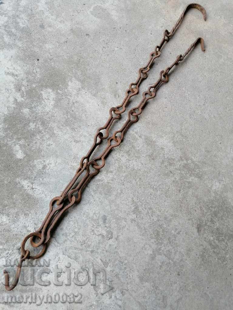 Old forged chain with hook, hearth for hearth chain hook - 5 Old forged chain with hook, hearth for hearth chain hook - 5