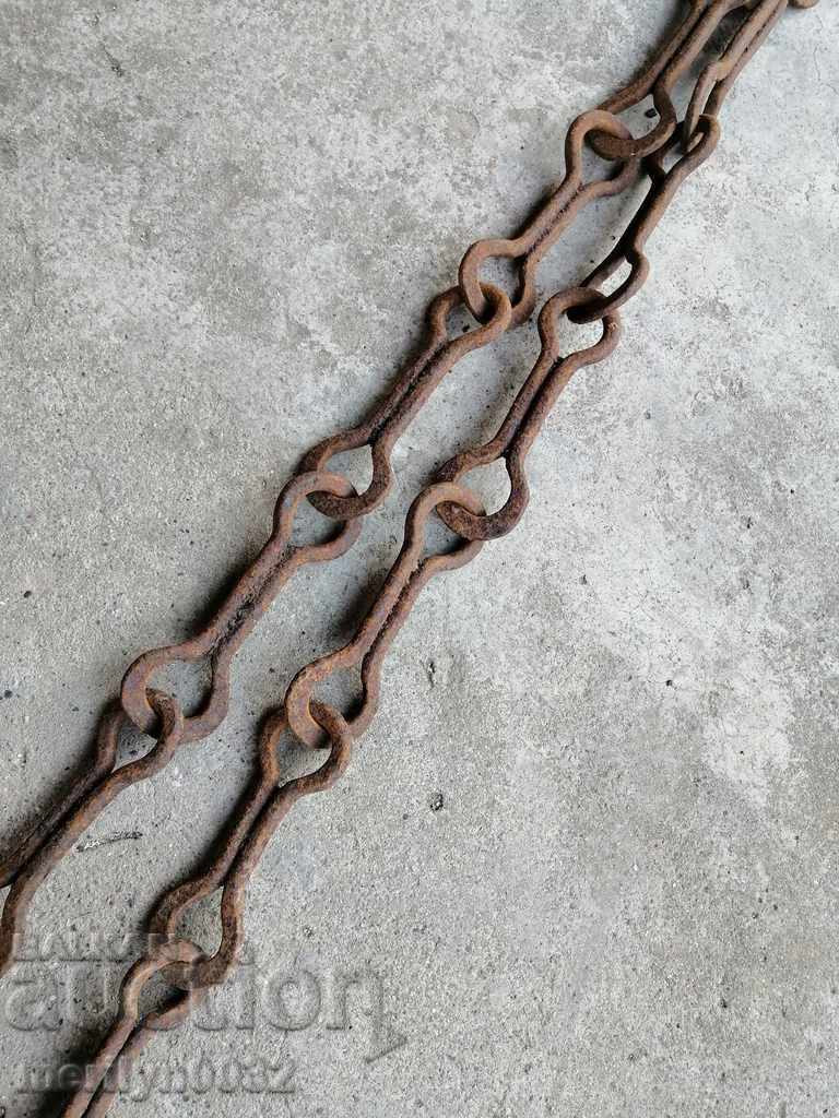 Old forged chain with hook, hearth for hearth chain hook - 7 Old forged chain with hook, hearth for hearth chain hook - 7