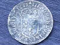 Γαλλία 1/12 ECU 1662 Louis XIV The Sun King σπάνιο ασημί