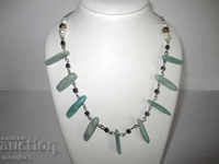 Ethno necklace, necklace, made of natural amazonite, hematite and pearls