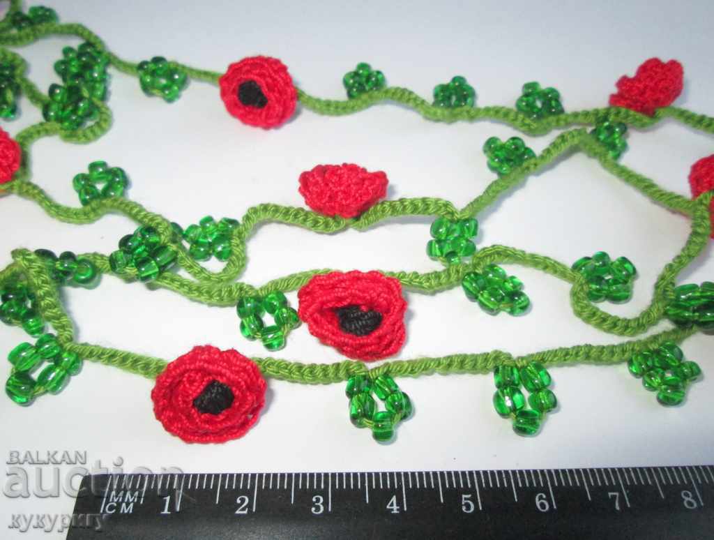 Rare old braided beaded and flowered women's jewelry - 5