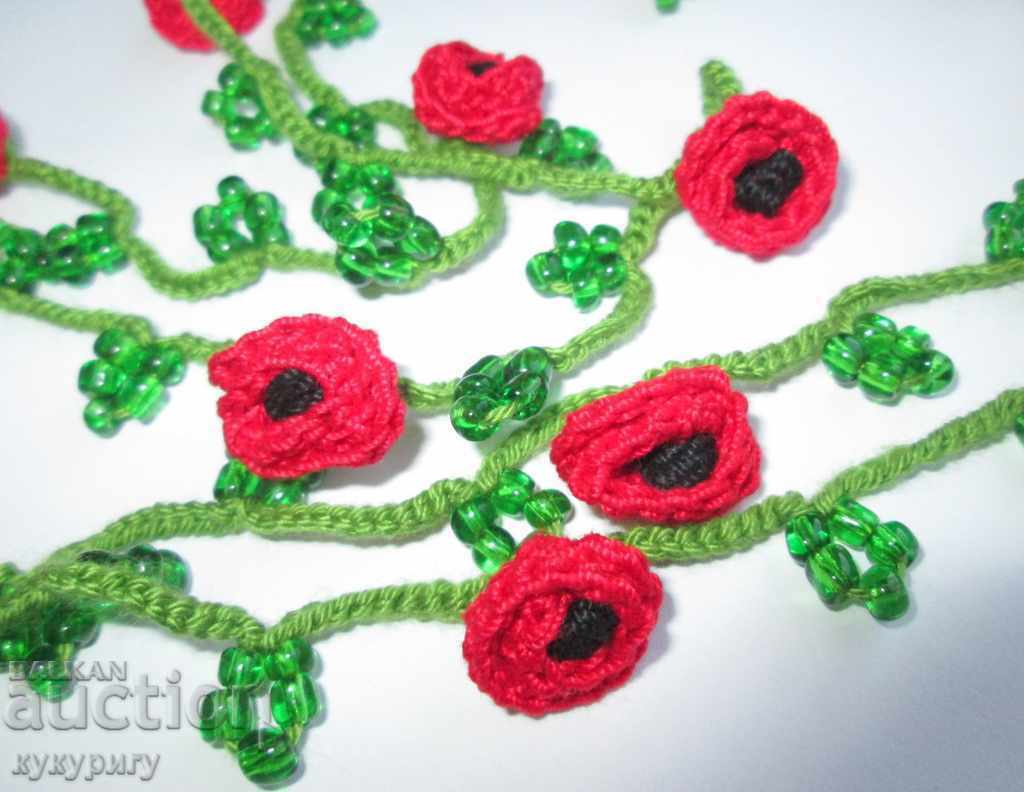 Rare old braided beaded and flowered women's jewelry - 6