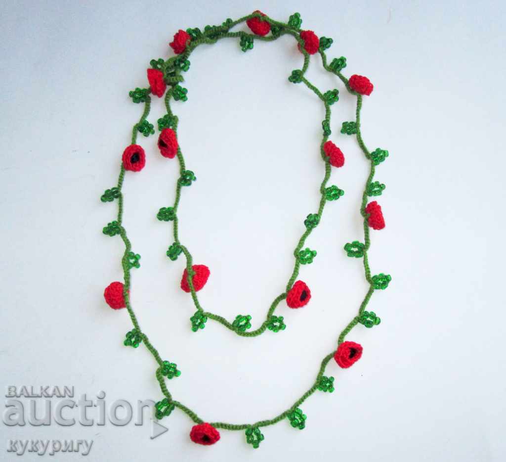 Rare old braided beaded and flowered women's jewelry - 7