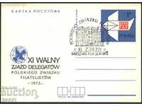 Пощенска картичка Събрание на  филателистите 1973 от Полша