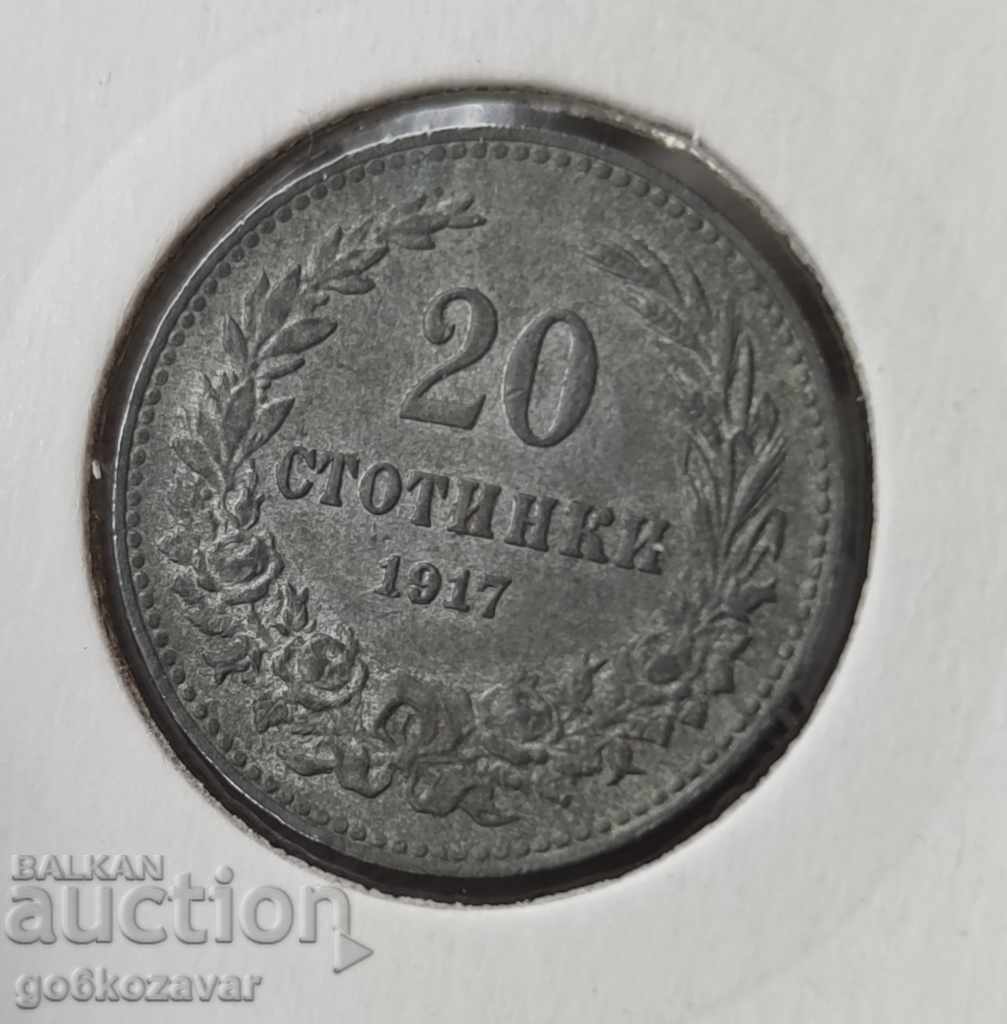 Bulgariv 20 cent 1917 Zinc Top Coin!