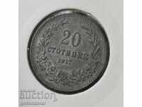 Bulgariv 20 de cenți 1917 Zinc Top Moneda!