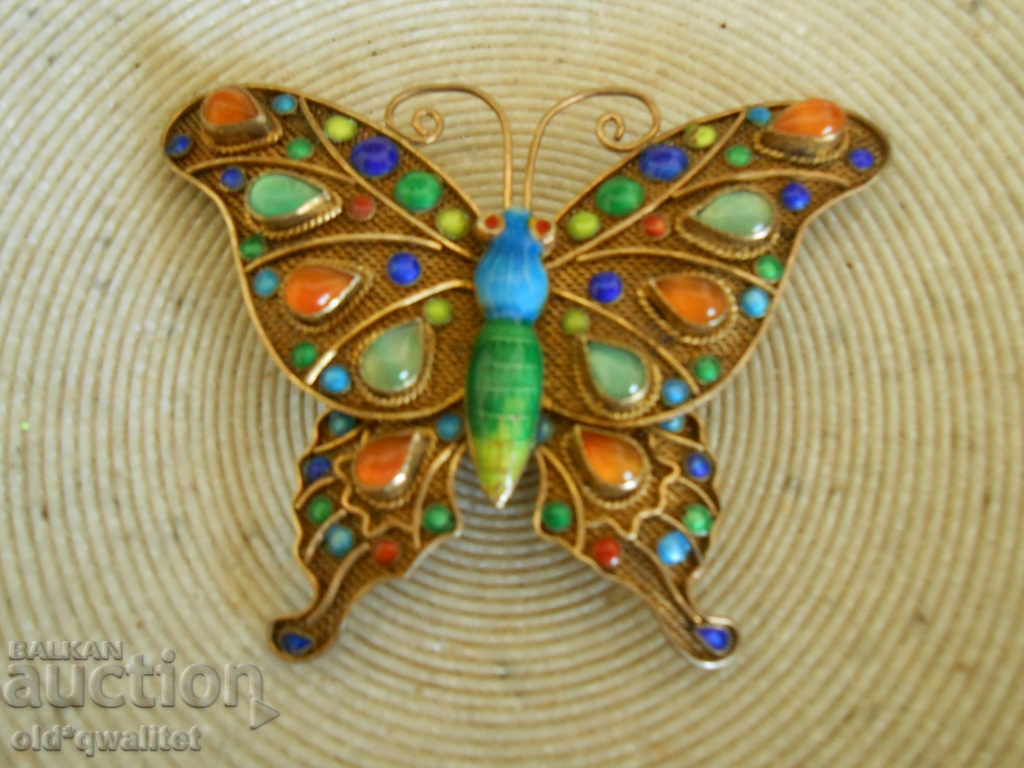 Large unique BROOCH, Silver 925 Enamel Carnelian and more. - 6 Large unique BROOCH, Silver 925 Enamel Carnelian and more. - 6