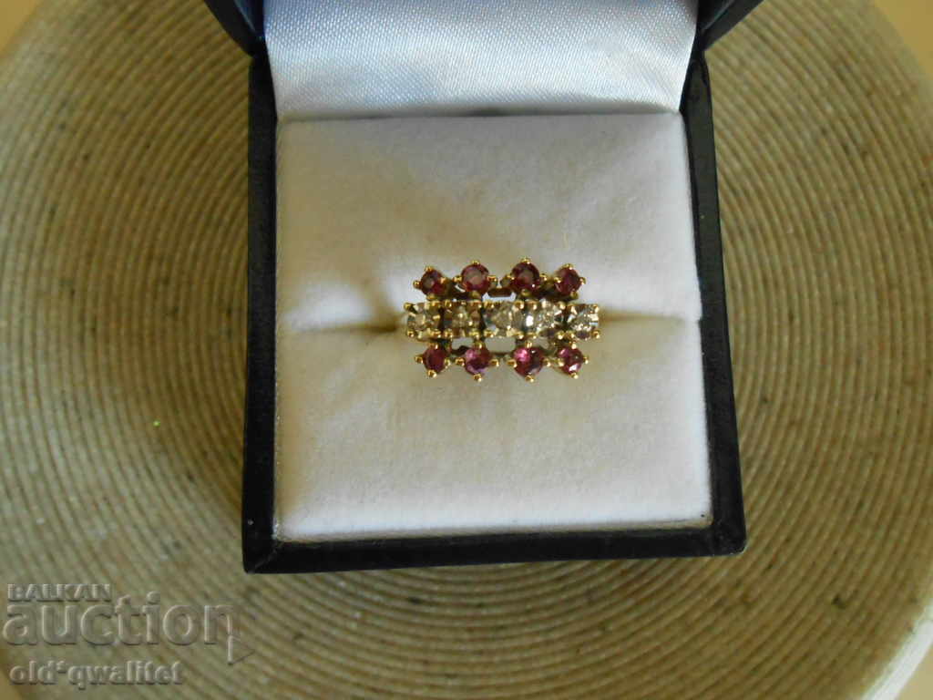 Gold ring with Ruby and Diamond, hallmark: 585, CHRIST - 6 Gold ring with Ruby and Diamond, hallmark: 585, CHRIST - 6