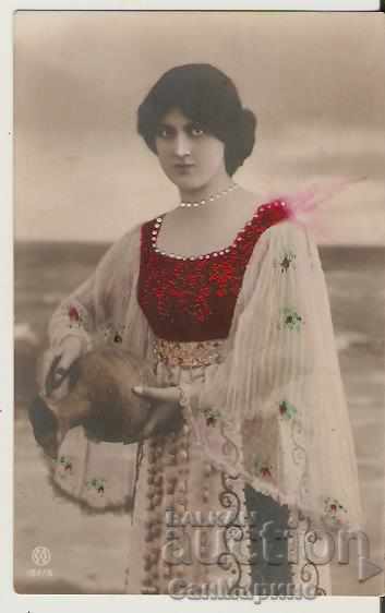 Card Bulgaria Κορίτσι στο κοστούμι 1908