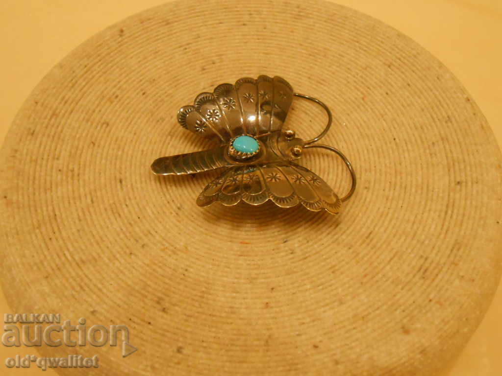 Attractive BUTTERFLY BROWN, Silver 925, Turquoise