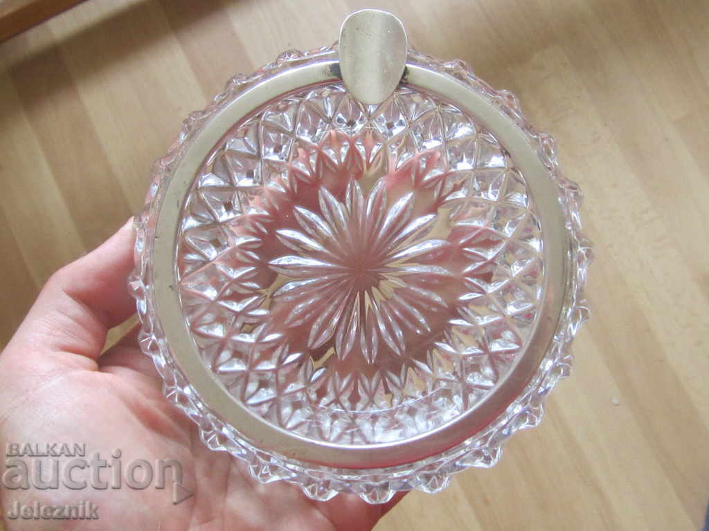 antique german silver 835 and crystal cigar ashtray - 7