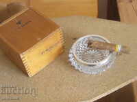 antique german silver 835and cristal cigar ashtray