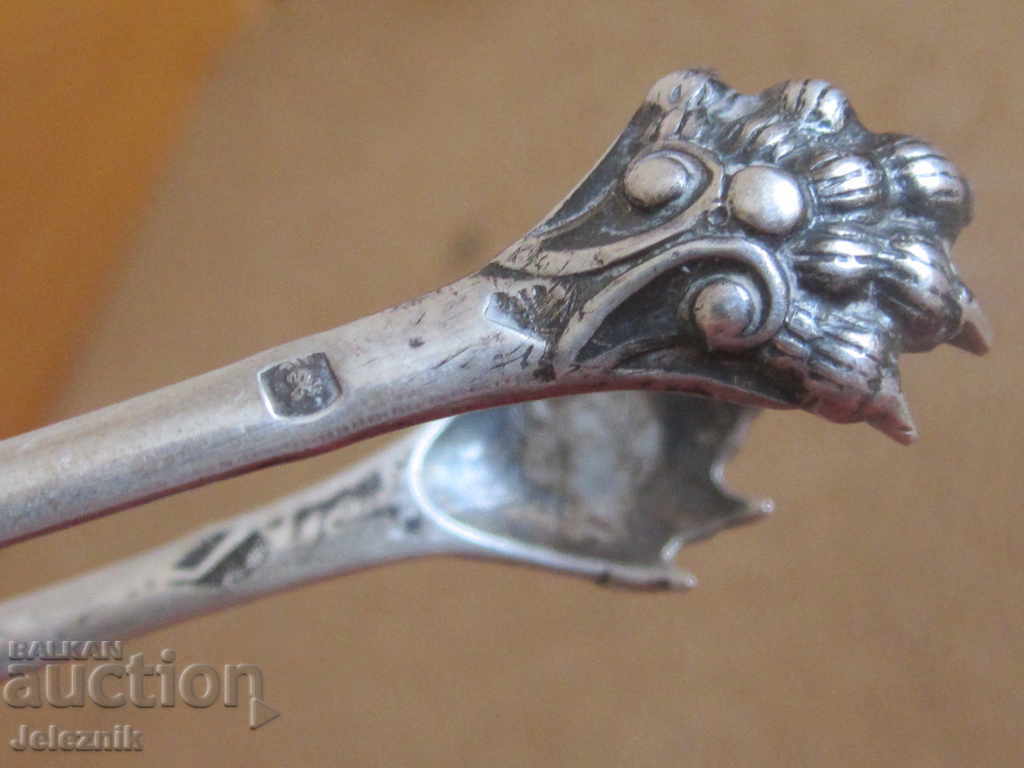 Delivery of 19th century francia srebarna pinseta shtipka za sugar, ice i drugo