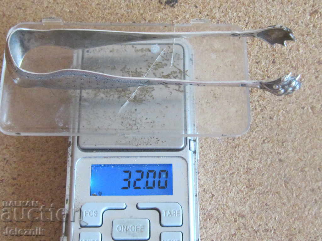 19th century francia srebarna pinseta shtipka za sugar, ice i drugo - 7