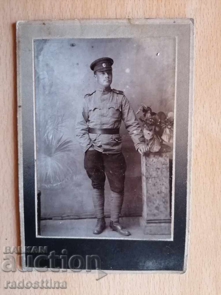 Φωτογραφία από χαρτόνι φωτογραφία στρατιώτης υπογραφή 1916 Kyustendil