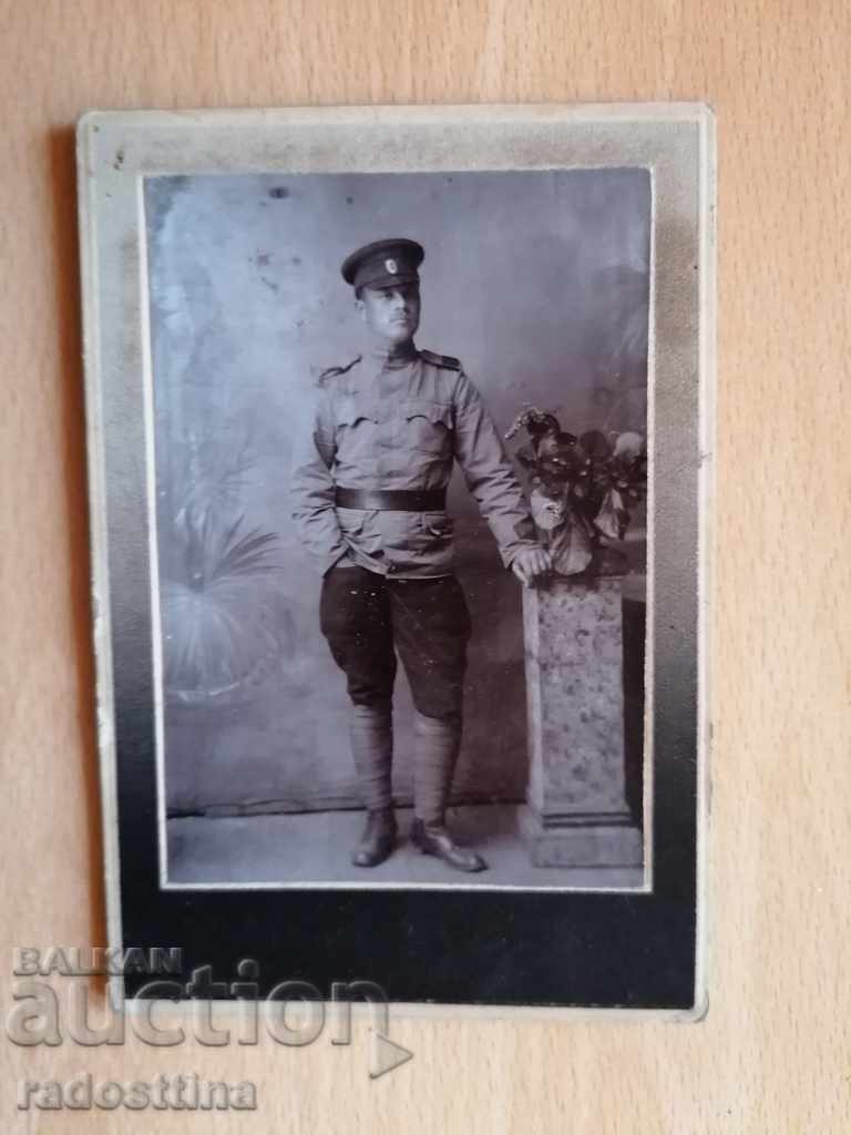Photo cardboard photo 1916. Soldier of Kyustendil