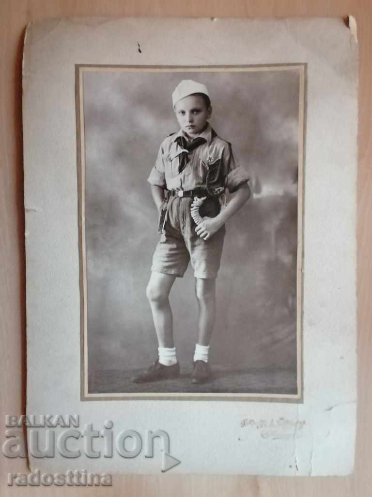 Photo cardboard photo Boy Scout P. Maystorov