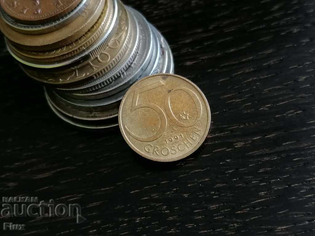 Монета - Австрия - 50 гроша | 1991г.