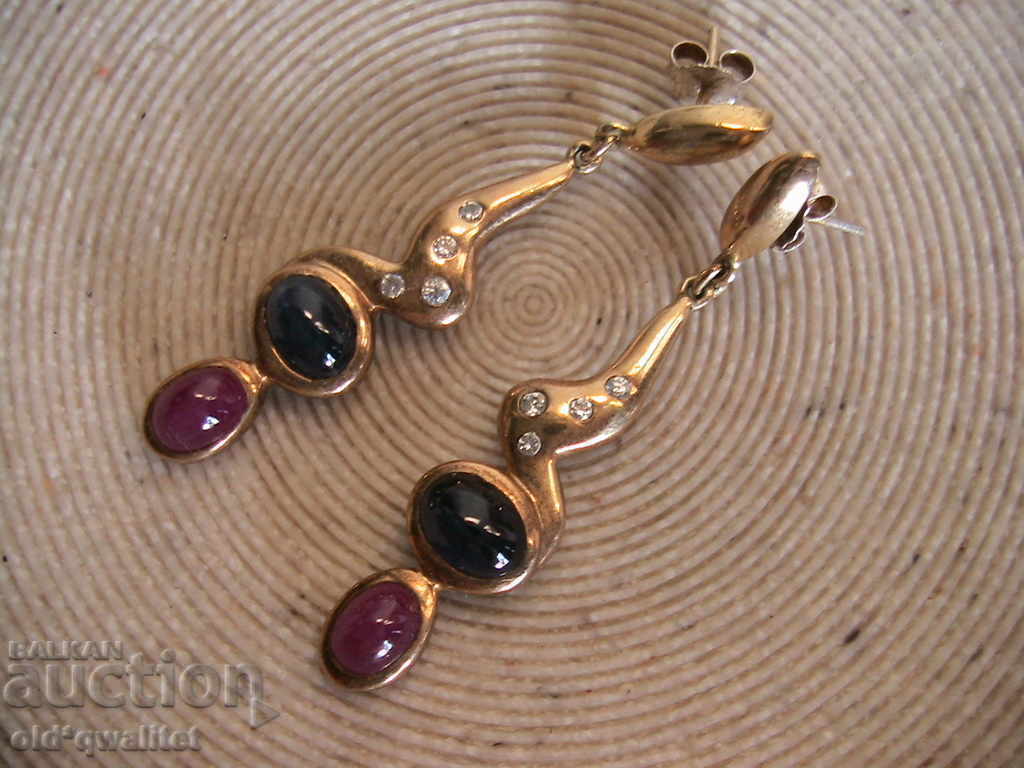 Luxury silver earrings with gold, Ruby Sapphire, Silver 925 with price 397.00 BGN | € 202.98 Luxury silver earrings with gold, Ruby Sapphire, Silver 925 with price 397.00 BGN | € 202.98