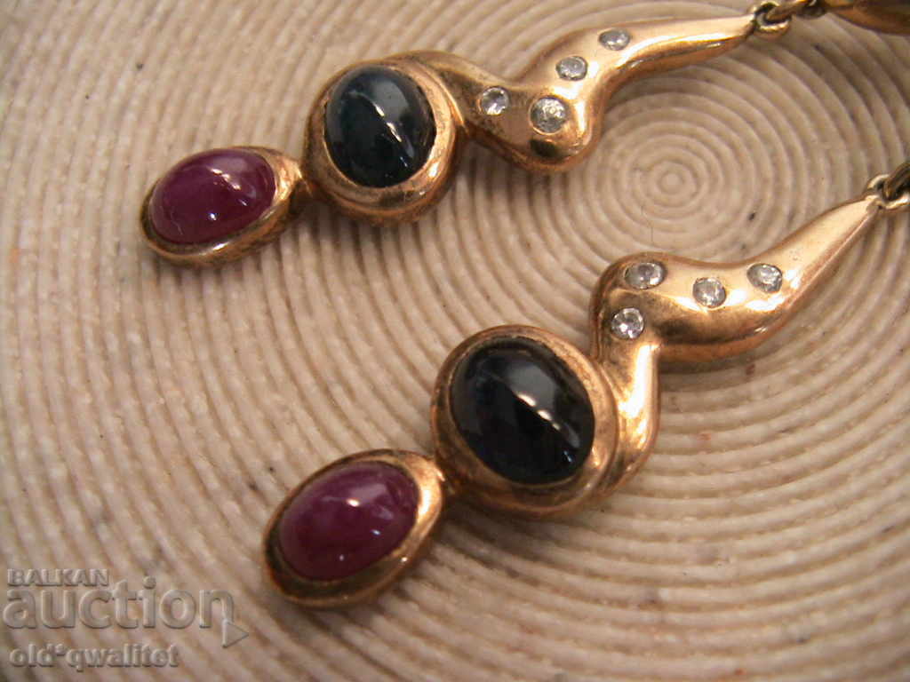Delivery of Luxury silver earrings with gold, Ruby Sapphire, Silver 925 Delivery of Luxury silver earrings with gold, Ruby Sapphire, Silver 925
