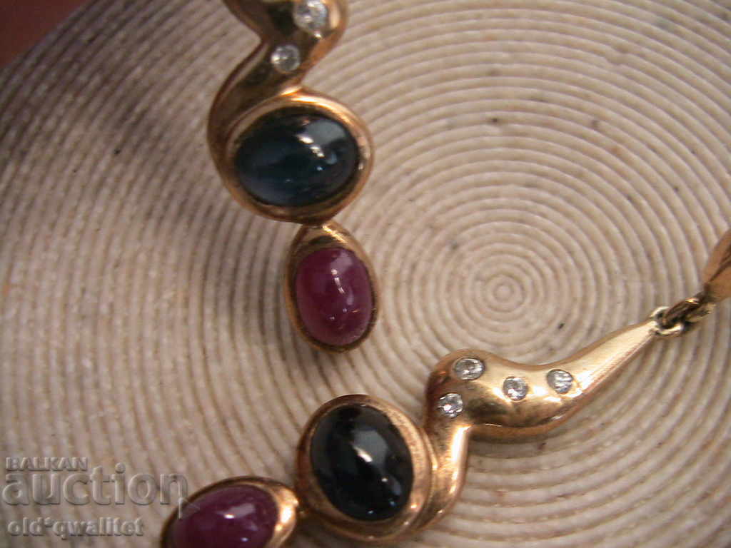Luxury silver earrings with gold, Ruby Sapphire, Silver 925 - 5 Luxury silver earrings with gold, Ruby Sapphire, Silver 925 - 5