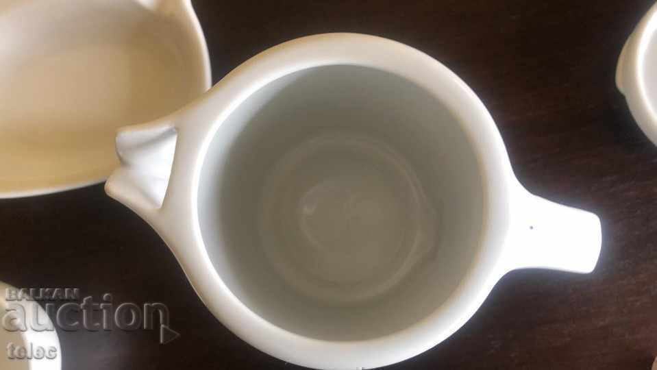 White porcelain set for coffee and ashtray, with markings - 5